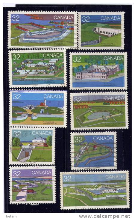 CANADA , 1983, USED, #983 TO 992, CANADIAN FORTS SERIE 1 - Timbres Seuls