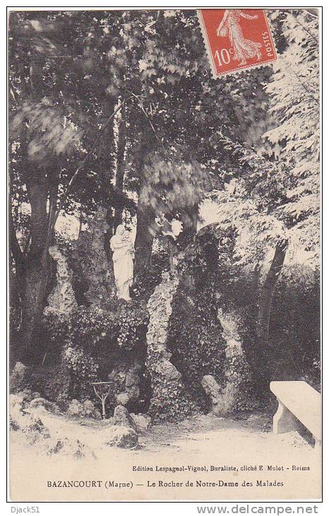 BAZANCOURT  - Le Rocher De Notre-Dame Des Malades - 1913 - Bazancourt