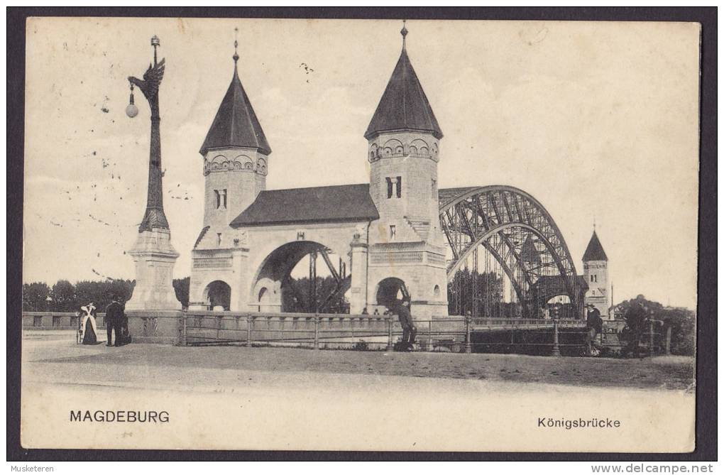 Germany Deutsches Reich PPC Magdeburg Königsbrücke MAGDEBURG 1907 (2 Scans) - Magdeburg