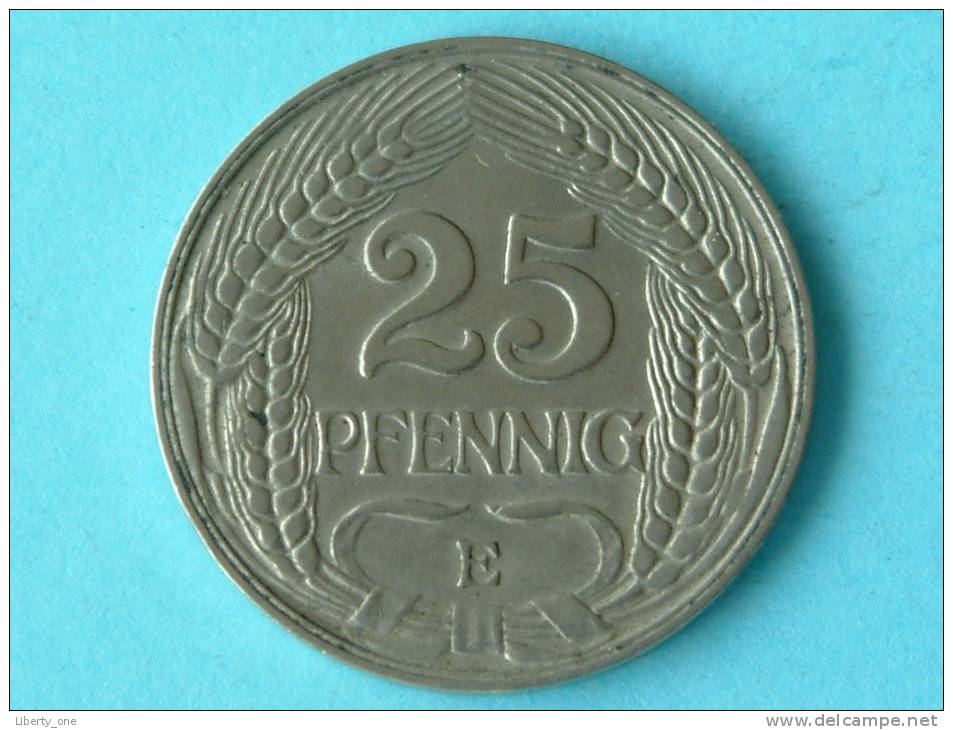 1910 E - 25 PFENNIG / KM 18 ( Uncleaned - For Grade, Please See Photo ) ! - 25 Pfennig
