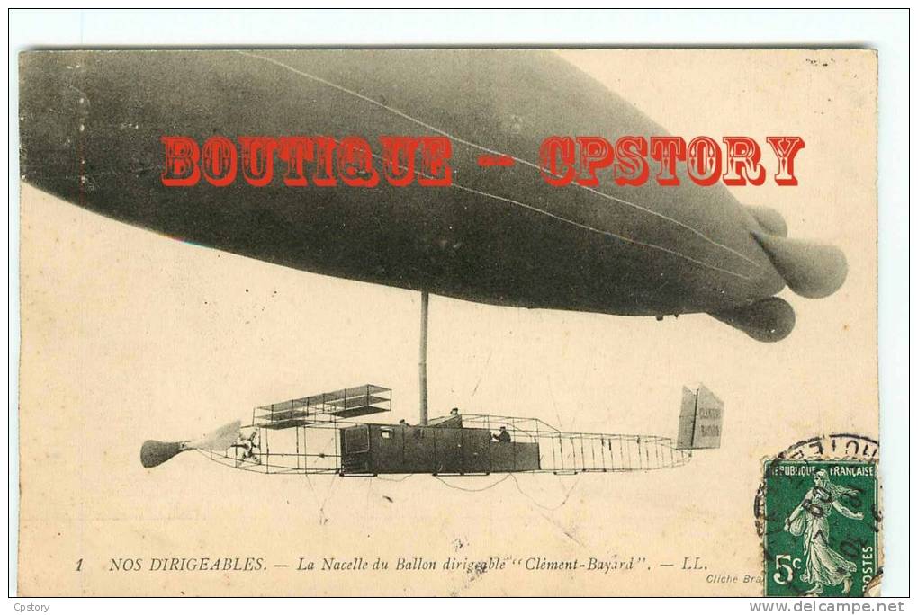 DIRIGEABLE - Nacelle Du " Clément Bayard " - Ballon Dirigeables - Aviation - Dos Scané - Airships