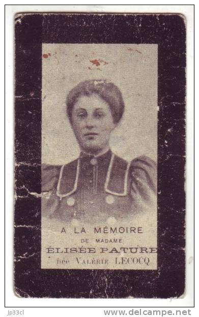 Faire-part De Décès De Madame Elisée Pature, Née Valérie Lecocq, Bois-d'Haine, 7/8/1901 - Autres & Non Classés