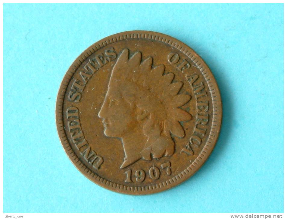 1907 - INDIAN CENT / KM 90a ( Uncleaned - For Grade, Please See Photo ) ! - 1859-1909: Indian Head