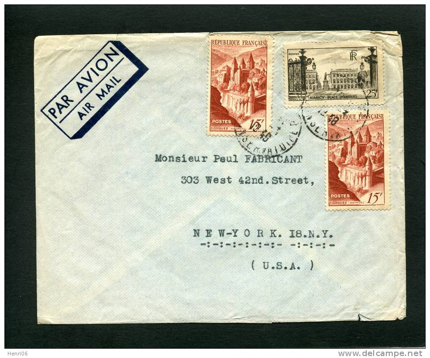 =*= 778+792x2 Sur Lettre Par Avion Paris Observatoire>>>>U.S.A. Mars 1948 =*= - Covers & Documents