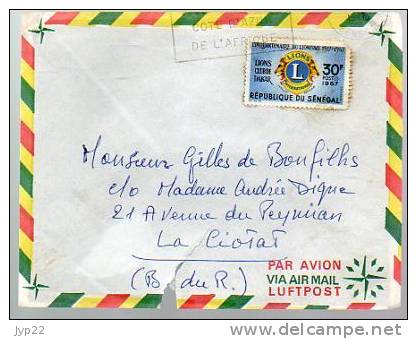 Lettre Par Avion Air Mail Dakar Sénégal CAD 25-08-1963 Pour Bordeaux - Tp Parc National Du Niokolo Koba - Animal : Guib - Storia Postale