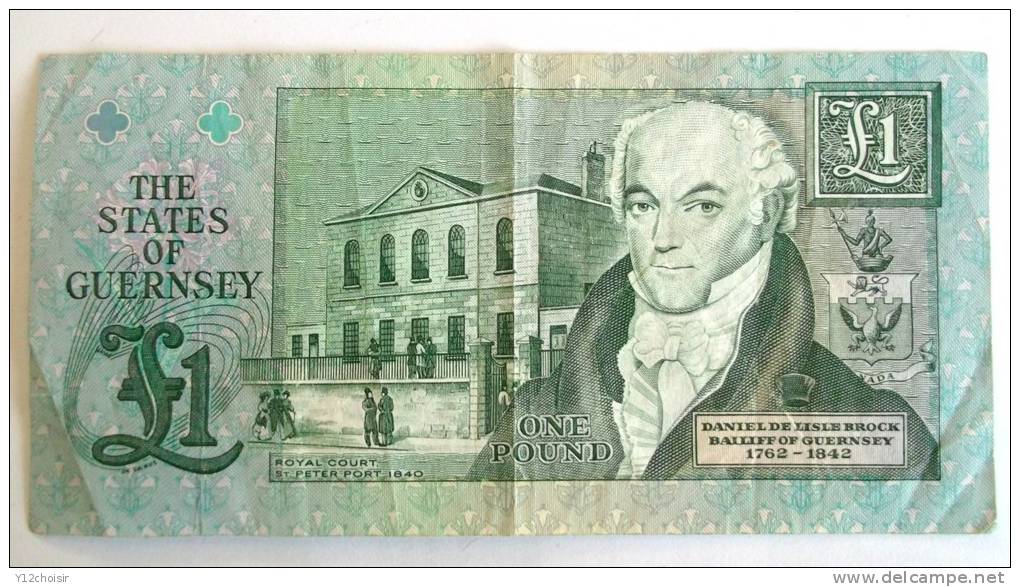 1 BILLET  ILE DE GUERNSEY GUERNESEY ONE POUND DANIEL DE LISLE BROCK - Guernesey