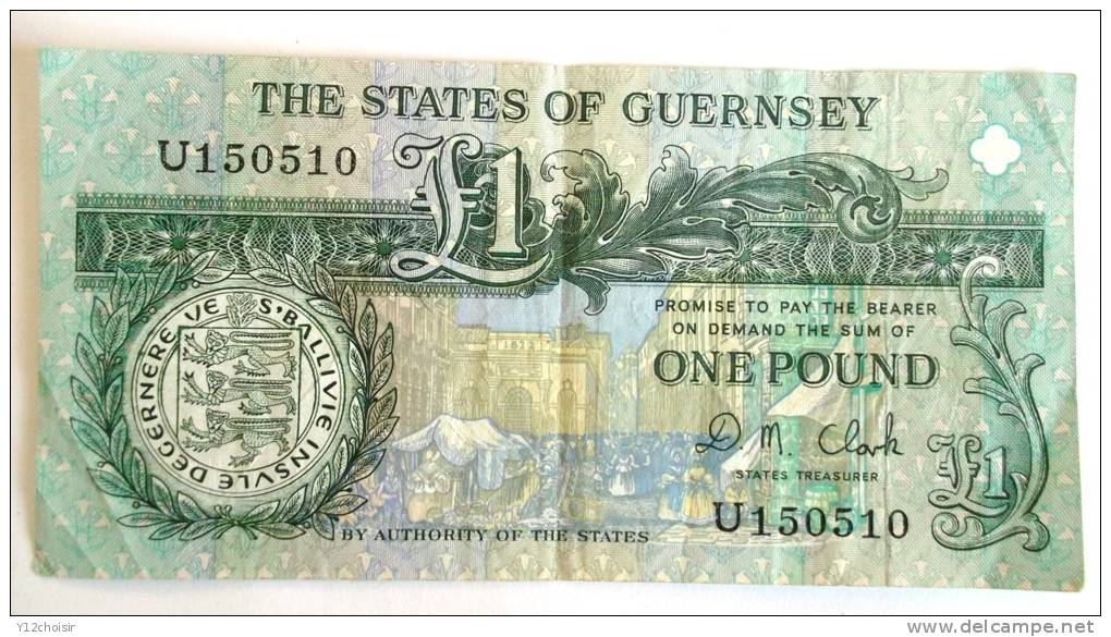 1 BILLET  ILE DE GUERNSEY GUERNESEY ONE POUND DANIEL DE LISLE BROCK - Guernesey