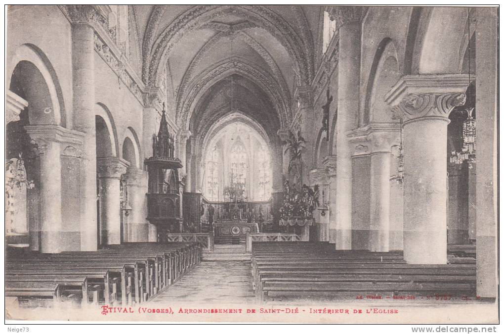 Cpa Des Vosges - Etival - Arrondissement De St Dié - Intérieure De L'Eglise - Etival Clairefontaine