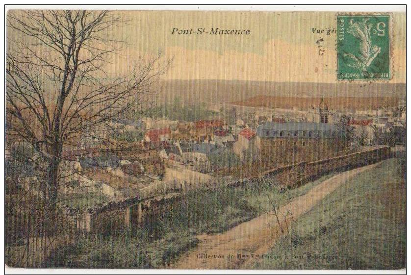 CPA 60 PONT SAINTE MAXENCE Vue Générale Carte Toilée Couleur 1911 - Pont Sainte Maxence