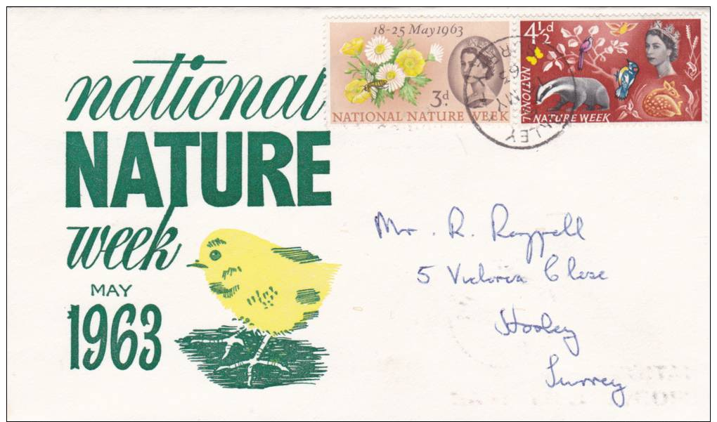 First Day Cover - Commemorative - Great Britain - National Nature Week 1963 - 1952-1971 Em. Prédécimales