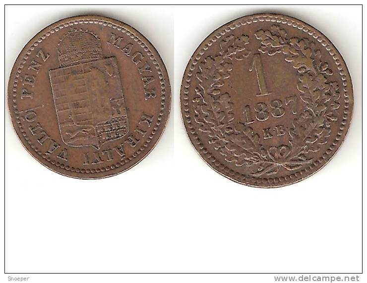 *hungary 1 Krajczar 1887  Km 458  Vf Catalog Val 10,00$ - Hongrie