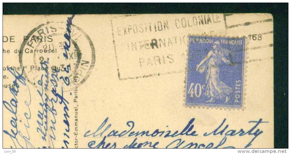 112102 // PARIS XVI - ARC LOUVRE - 1931 Flamme Exposition Coloniale Internationale Paris France Frankreich - Andere & Zonder Classificatie