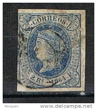 Sello 2 Reales 1864 Isabel II, Fechador JEREZ (Cadiz), Num 68 º - Usados