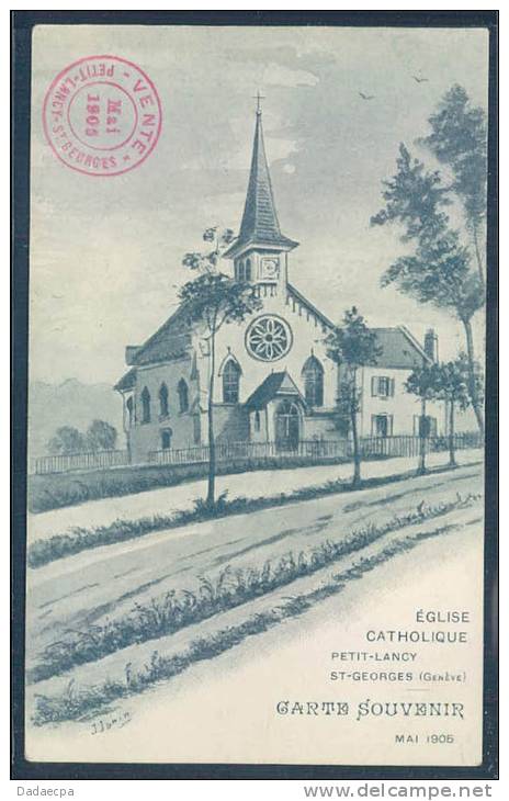 Eglise Catholique Petit-lancy, St-georges, Carte Souvenir Mai 1905 - Lancy
