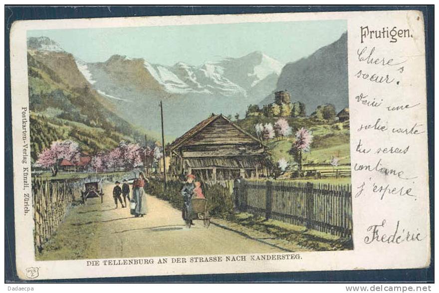 Frutigen, Die Tellenburg An Der Strasse Nach Kandersteig, Landeau, Animée, - Frutigen