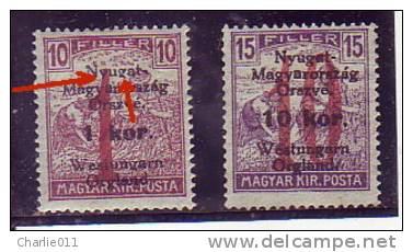 HARVESTERS-10-15 FIL-OVERPRINT-NYUGAT-WEST UNGARN-LOCAL ISSUE-ERROR-HUNGARY-1919 - Emissions Locales