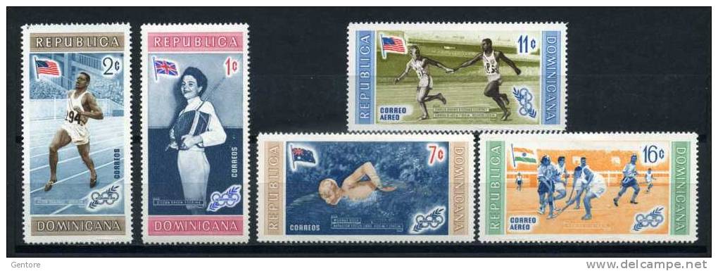 DOMINICAN 1958  MelbourneYvert Cat. N° 504-05-08+air 129-30  Absolutely Perfect MNH** - Summer 1956: Melbourne