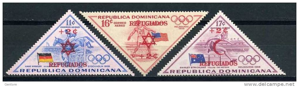 DOMINICAN 1958  Melbourne Yvert Cat. N° Air 126/28  Absolutely Perfect MNH** - Summer 1956: Melbourne