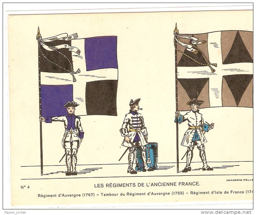 THEME MILITARIA    "drapeau"  LES REGIMENTS DE L'ANCIENNE FRANCE    N°4 - Ausrüstung