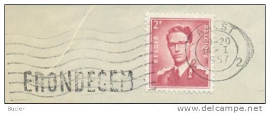 BELGIË/BELGIQUE :1957: ## ERONDEGEM ## Langstempel/Griffe Op/sur Fragment. - Linear Postmarks