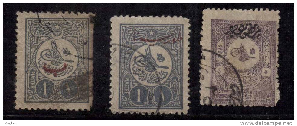 Turkey Used, Overprints , 3 Diff.,, - 1837-1914 Smyrna