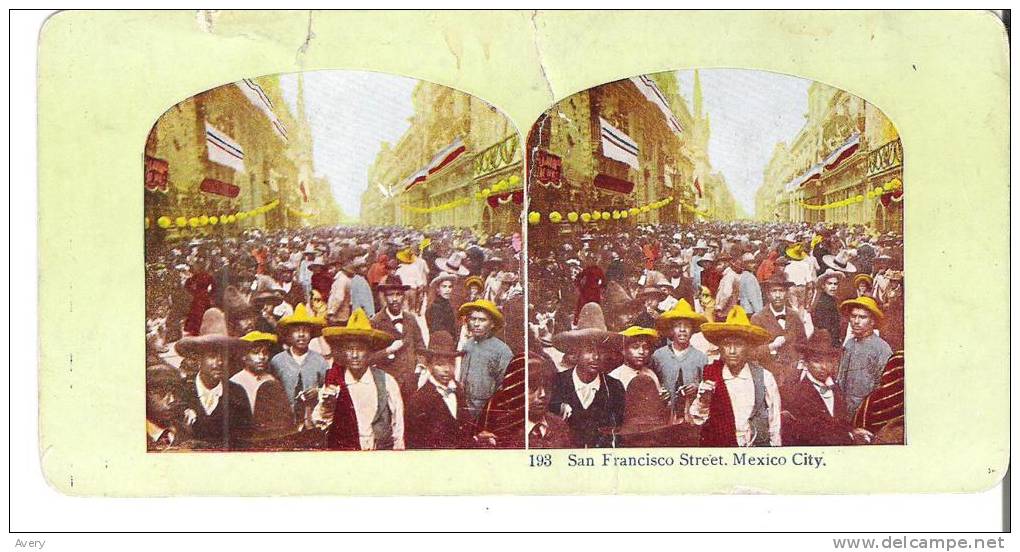 Front  Sanfrancisco Street. Mexico City  Back   Westminster Abbey, London England  Crease Line And Cut - Stereoscope Cards