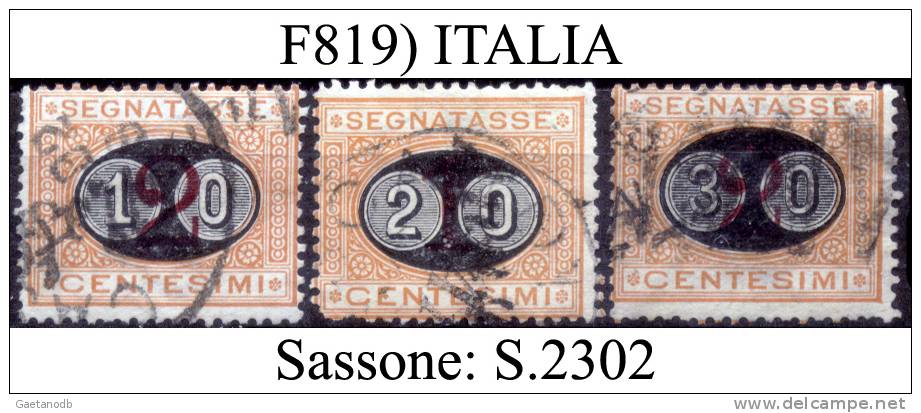 Italia-F00819 - 1890/1891 - Segnatasse - Sassone: N.17/19 (o) - Privi Di Difetti Occulti. - Taxe