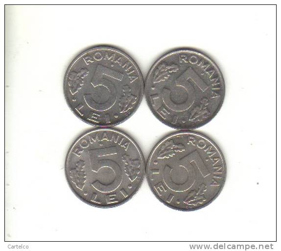 Romania Circulated Coin Set 5 Lei 1992 + 1993 + 1994 + 1995 - Roumanie