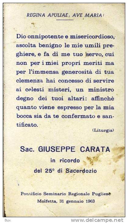 MOLFETTA RICORDO DEL 25° ANNO DI   SACERDOZIO   DEL SACERDOTE  GIUSEPPE CARATA IMAGE PIEUSES - Santini