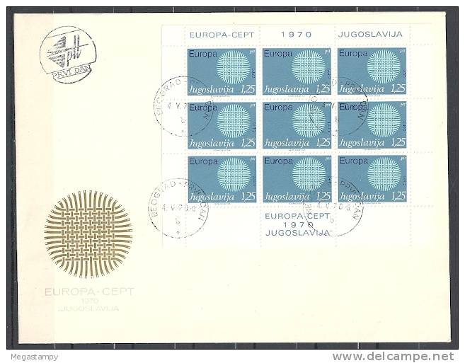Jugoslawien 1970 , " Europa CEPT "  2 FDC's Mit Klb. Mi. 1379 / 1380  ( Porto Beachten ! ) - Cartas & Documentos