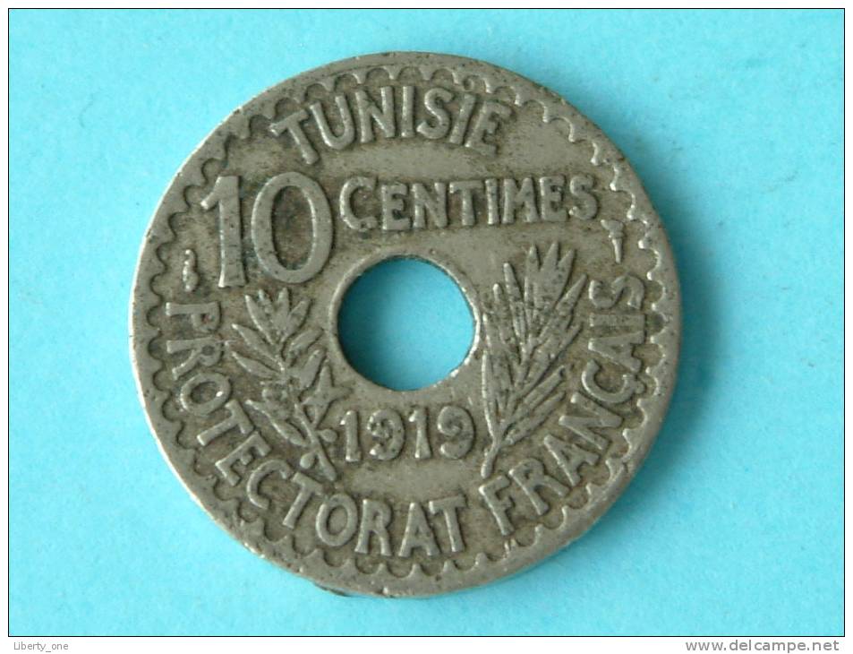 1919 - 10 CENTIMES / KM 243 ( Uncleaned - For Grade, Please See Photo ) ! - Tunisie
