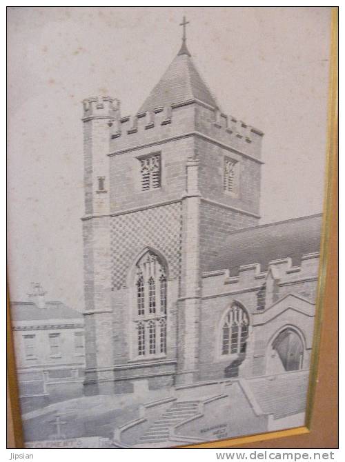 Original Ink St Clement's Church Hastings Encre Originale Datée 1905 Signée F. Lannon - Hastings