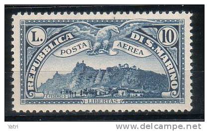 Repubblica Di San Marino - 1931 POSTA AEREA - 10 Lire Azzurro ** MNH Firmato SORANI - Luftpost