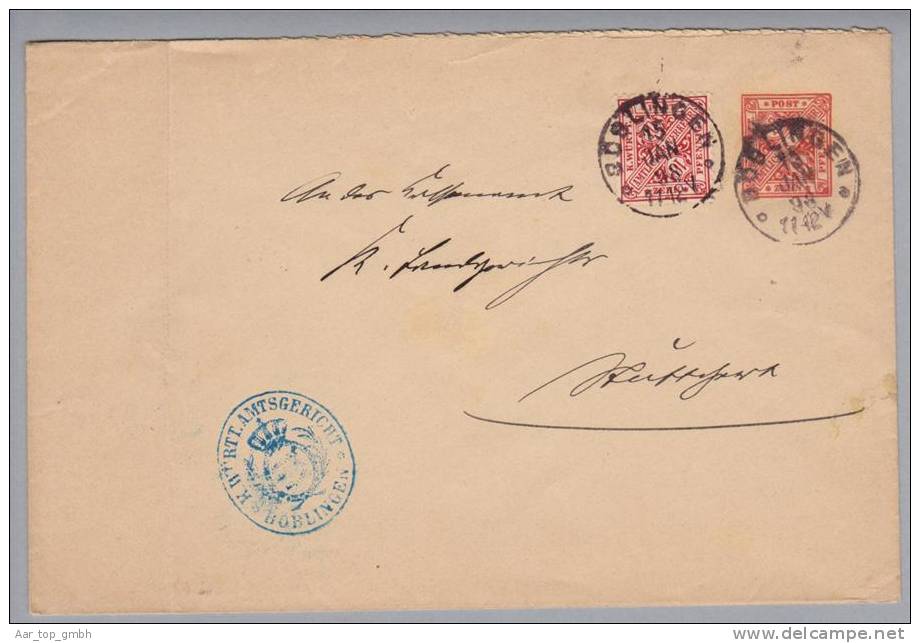 Heimat De BW Böblingen 1898-01-15 Auf Dienst-GS 10+10 Pf. Nach Stuttgart - Postal  Stationery