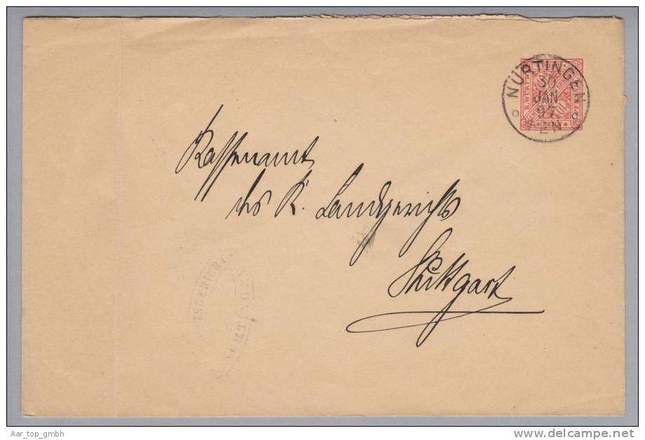 Heimat De BW Nürtingen 1897-01-30 Auf Dienst-GS 10 Pfennig - Postal  Stationery