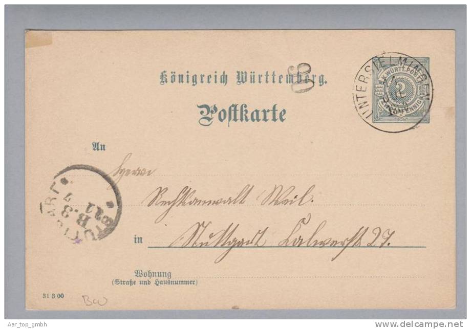Heimat De BW Untersielmingen 1900-07-14 Auf GS 2 Pfennig Nach Stuttgart - Entiers Postaux
