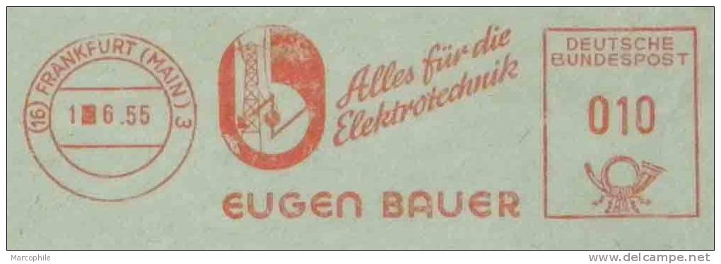 ELECTRICITE - ENERGIE - PYLONES / 1955 ALLEMAGNE EMA ILLUSTREE SUR LETTRE (ref 1910) - Electricity