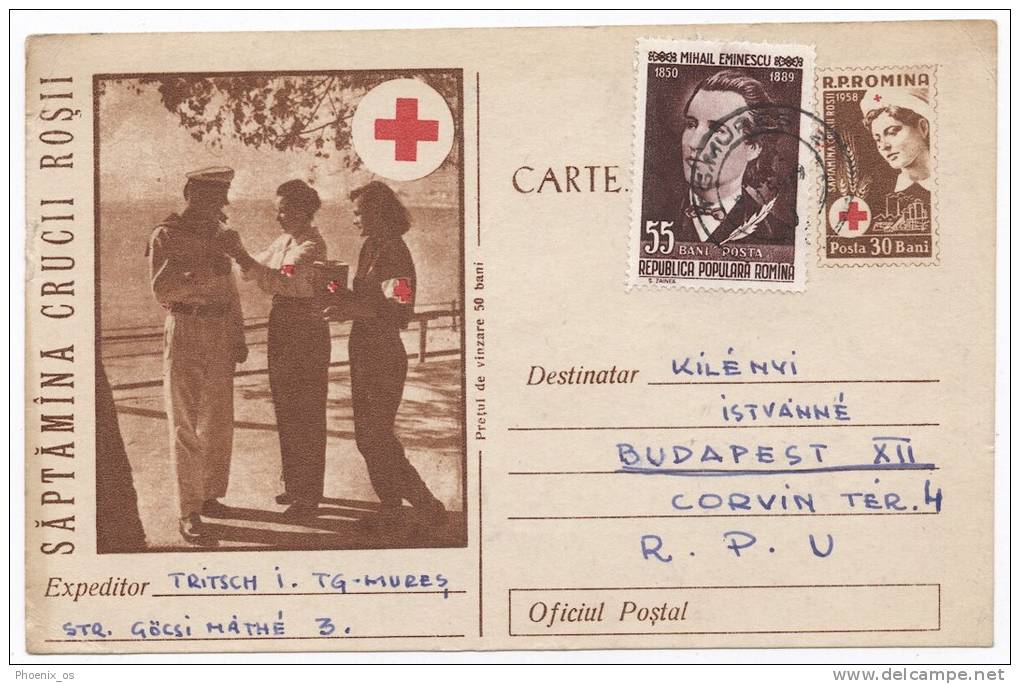 Red Cross / Rotes Kreuz / CRUCE ROSIE - Illustrated Stationery , 1959. Targu Mures, Romania - Croix-Rouge