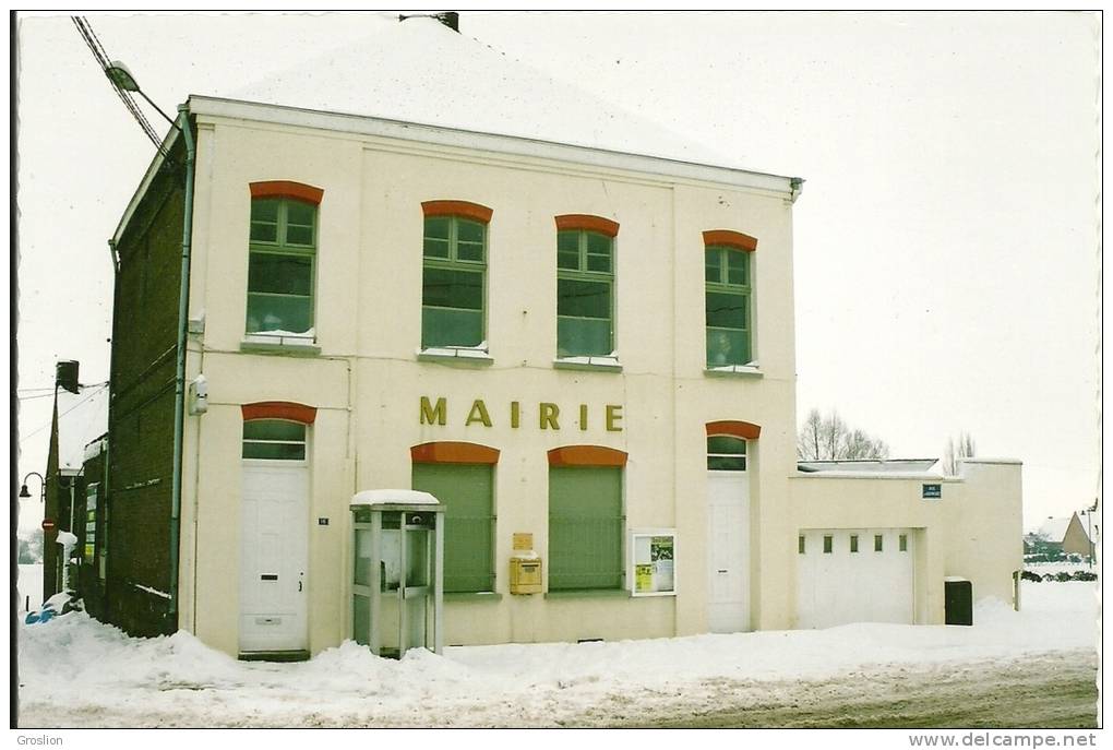 MONCHEAUX  - LA MAIRIE N° 3    -VILLAGES DU NORD SOUS LA NEIGE FEVRIER  2003 - Autres & Non Classés