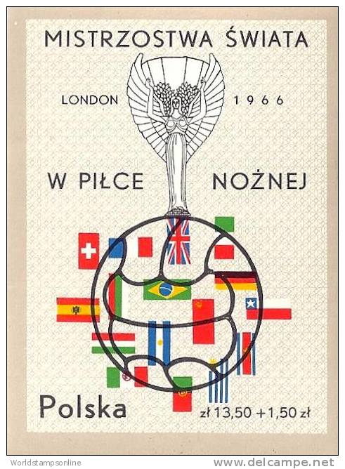 Poland, Year 1966, Mi Block 38, World Championship Football London, MNH** - 1966 – Angleterre