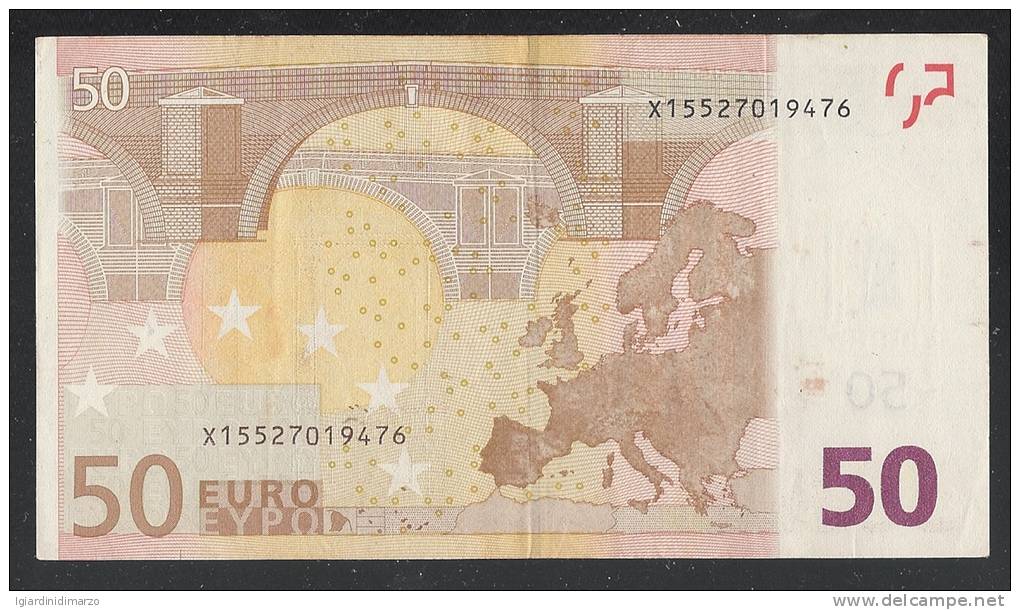 EURO - GERMANIA - 2002 - RARA BANCONOTA DA 50 EURO DUISENBERG SERIE X (P005D3) - CIRCOLATA - IN BUONE CONDIZIONI. - 50 Euro