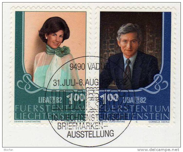 Ausstellung LIBA 1982 Liechtenstein 797/8 O 3€ FDC Aus Kleinbogen Erb-Prinz Adam Prinzessin Marie Card From Fürstentum - Covers & Documents