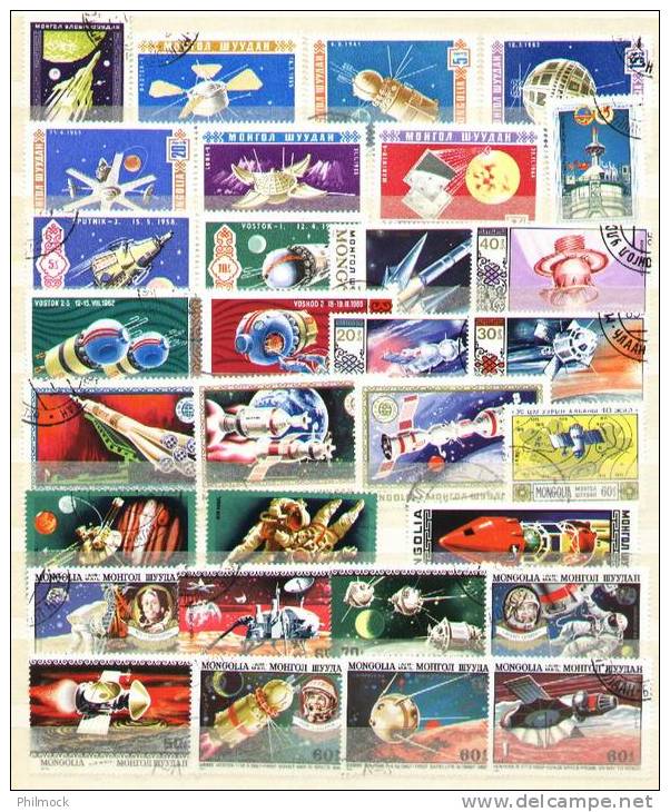 Space-espace Mongolie-Mongolia - Beau Lot Mixte 31 Timbres - Mongolia