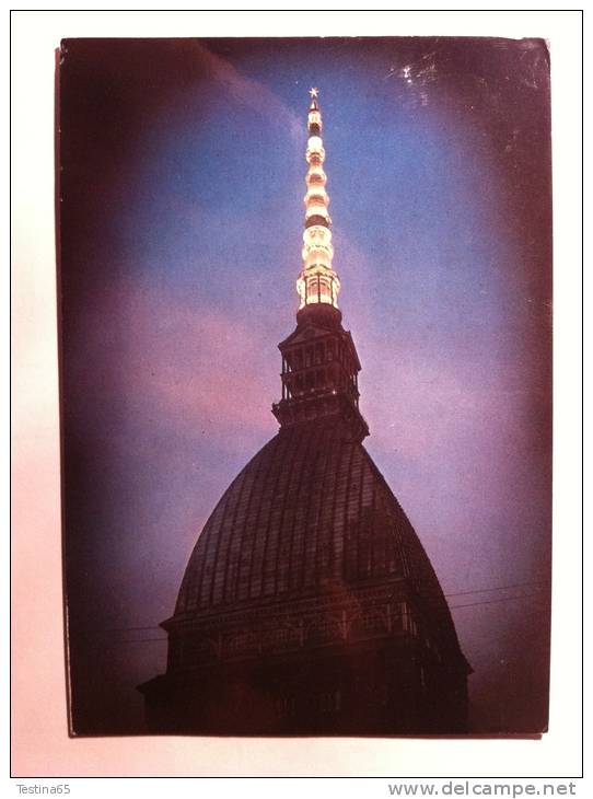 TORINO-LA MOLE ANTONELLIANA-NOTTURNO-ANNULLO ANNO EUROP. DEL TURISMO 1990-FRANCOBOLLO ITALIA 90 ROMANIA-FG-V 13-10-1990 - Mole Antonelliana