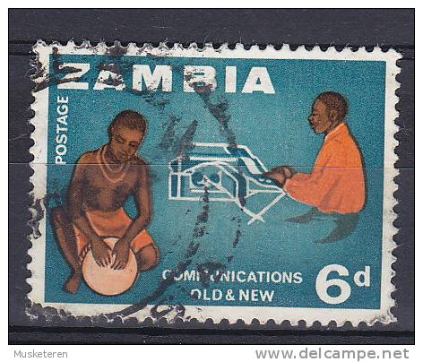 Zambia 1964 Mi. 6    6 P Nachrichtenübermittlung Durch Trommel Und Fernschreiber - Zambia (1965-...)