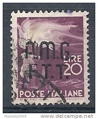 1947-48 TRIESTE A USATO DEMOCRATICA 20 LIRE - RR9342 - Afgestempeld