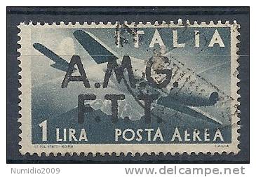 1947 TRIESTE A USATO POSTA AEREA 1 LIRA 2 RIGHE - RR9344 - Poste Aérienne