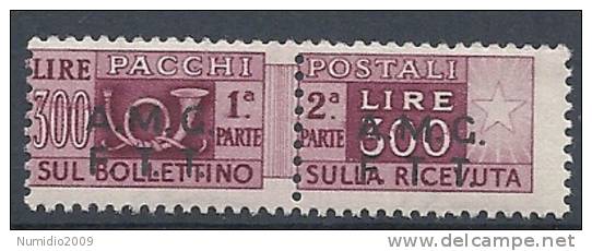 1947-48 TRIESTE A PACCHI POSTALI 2 RIGHE 300 LIRE MNH ** - RR9348 - Colis Postaux/concession