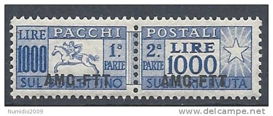 1954 TRIESTE A PACCHI POSTALI CAVALLINO 1000 LIRE MNH ** - RR9348 - Colis Postaux/concession
