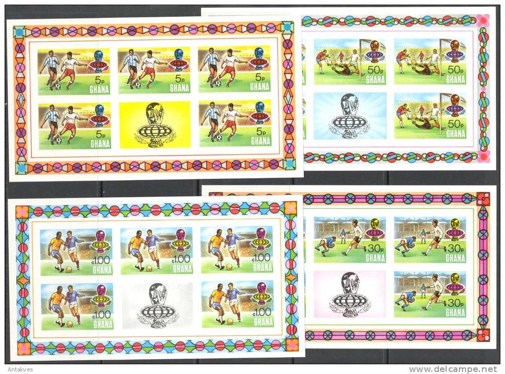 Ghana FIFA World Cup West Germany 1974 4 Sheets Of 5 Imperforated MNH** - 1974 – Germania Ovest